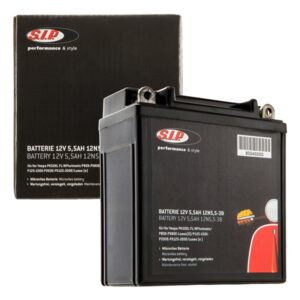 Batterie SIP 12V/5.5Ah, 12N5,5-3B fuer Vespa PK50XL FL/N Plurimatic/P80X-PX80E-Lusso (D)/P125-150X-P200E-PX125-200E/Lusso (e), mit Batterie fuer Vespa PK50XL FL/N Plurimatic/P80X-PX80E-Lusso (D)/P125-150X-P200E-PX125-200E/Lusso (e), mit Batterie