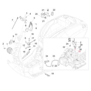 Distanzbuchse PIAGGIO Zuendspule fuer Vespa LX/Primavera/Sprint 125-150ccm fuer Vespa LX/Primavera/Sprint 125-150ccm