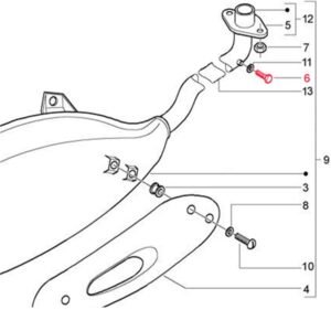 Schraube Auspuff/Kruemmer M10x7,5x1 mm, Sechskant, PIAGGIO fuer Vespa ET4/LX/LXV/S/GT/GT L 50-200ccm fuer Vespa ET4/LX/LXV/S/GT/GT L 50-200ccm