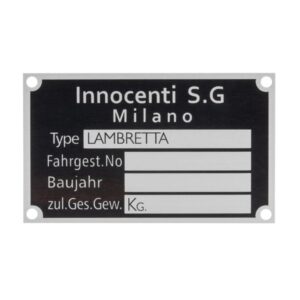 Typenschild Innocenti S.G Milano fuer Lambretta fuer Lambretta