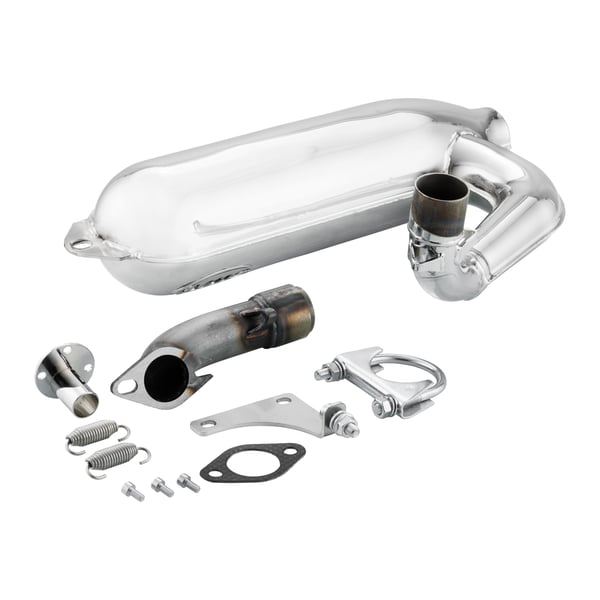 Rennauspuff VMC SILURO SPORT CROMATA Banane fuer Vespa 90/R/SS/100/125/PV/ET3